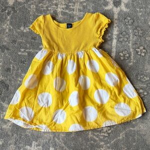 GAP Yellow and White Polka Dot Kids Dress